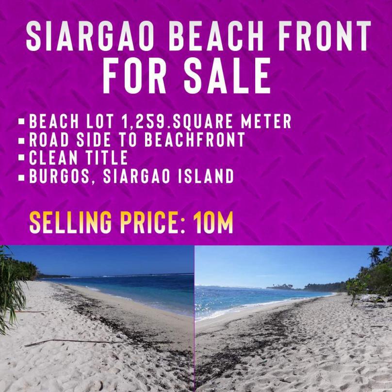 1,259 sqm Beach Front in Burgos Siargao For Sale